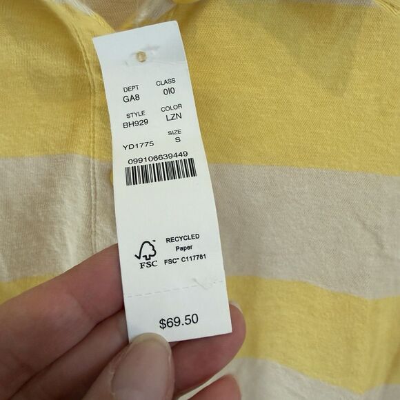NEW J Crew Shirt Women’s Small Butter Yellow Rugby Striped Polo Knit Y2K Preppy - Picture 5 of 14